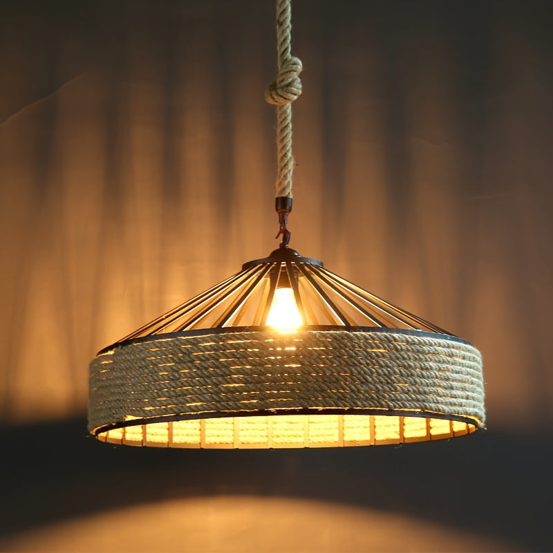 Rustic Hemp Rope Pendant | Vintage Farmhouse Style
