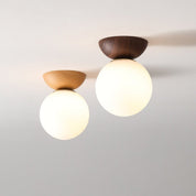 Japanese Style Ceiling Light | Minimalist Wood and Crystal Design