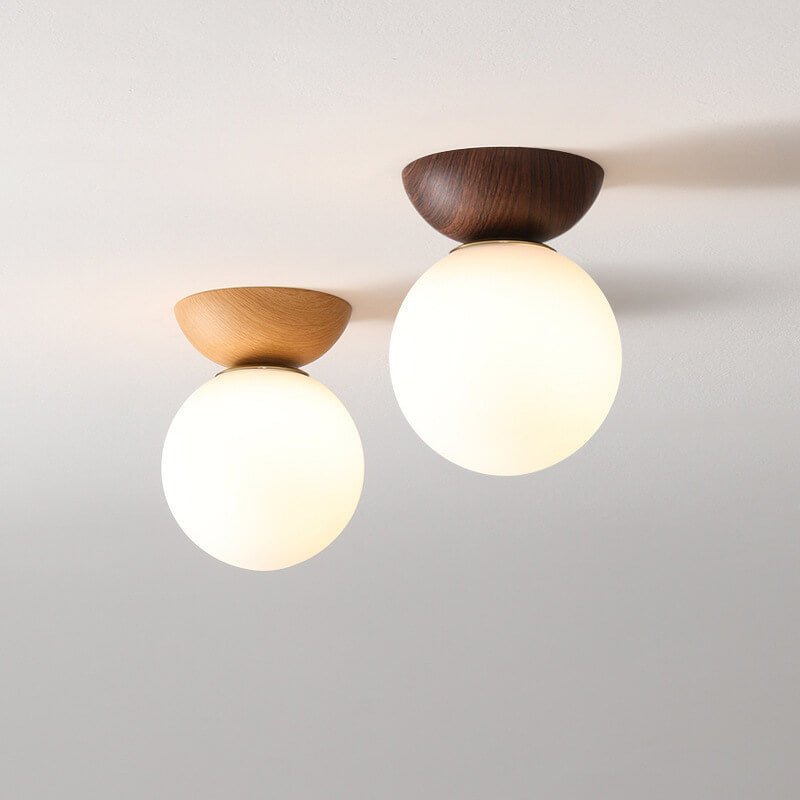 Japanese Style Ceiling Light | Minimalist Wood and Crystal Design