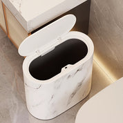 Marble Pattern Bin | Modern Bucket with Lid for Bathroom and Kitchen
