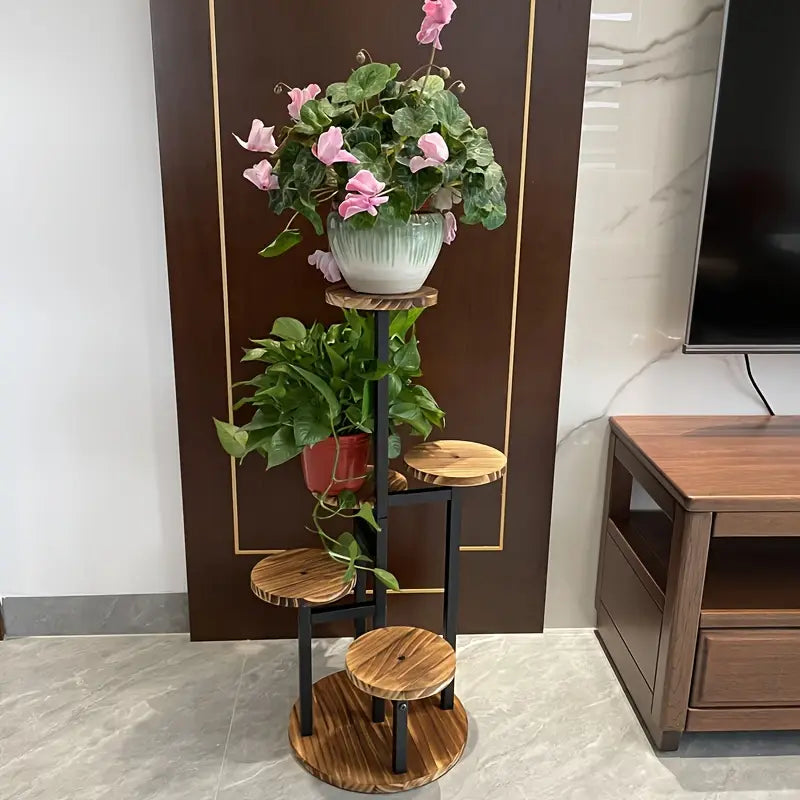 Verdura | Round 6-Tier Plant Stand | Wood