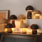 Portobello | Natural Wood Mushroom Lamp | Rechargeable Night Light