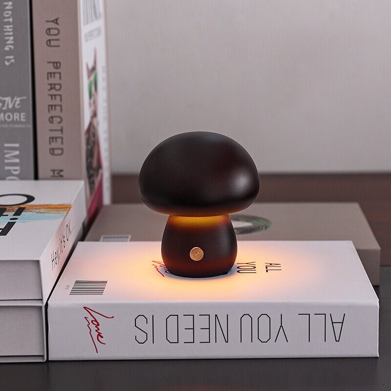 Portobello | Natural Wood Mushroom Lamp | Rechargeable Night Light