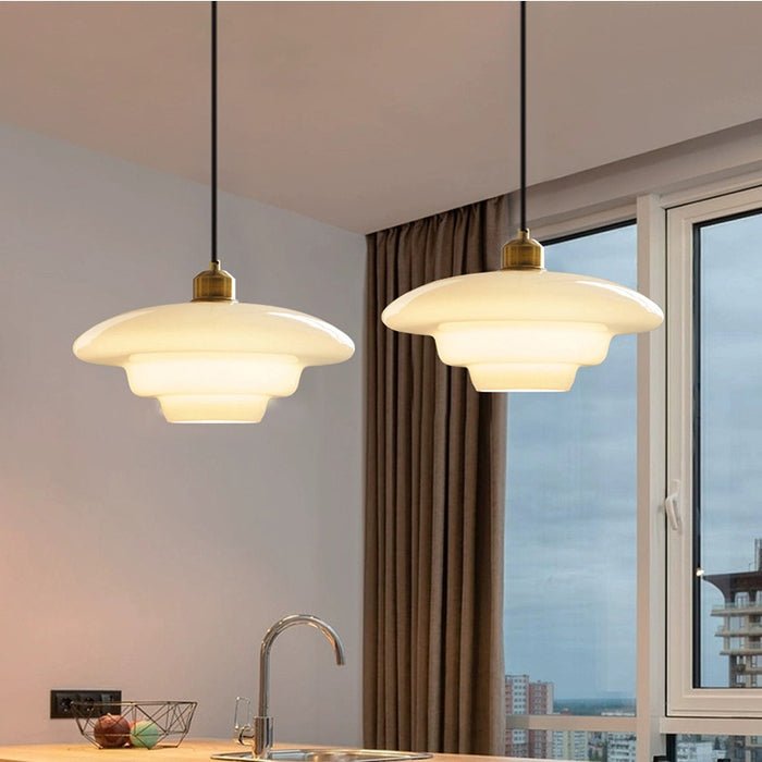 White Glass Pendant | Modern Mid-Century Elegance