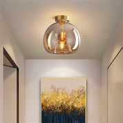 Vintage Bubble Glass Ceiling Light | Amber Retro Pendant