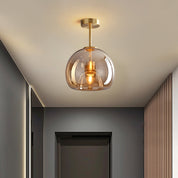 Vintage Bubble Glass Ceiling Light | Amber Retro Pendant
