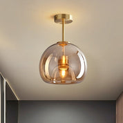 Vintage Bubble Glass Ceiling Light | Amber Retro Pendant