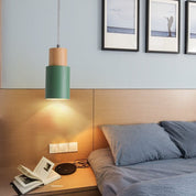 Nordic Macaron Cylinder Pendant | Modern Wood and Metal Design