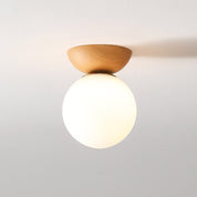 Japanese Style Ceiling Light | Minimalist Wood and Crystal Design
