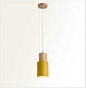 Nordic Macaron Cylinder Pendant | Modern Wood and Metal Design