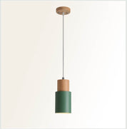 Nordic Macaron Cylinder Pendant | Modern Wood and Metal Design
