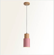 Nordic Macaron Cylinder Pendant | Modern Wood and Metal Design