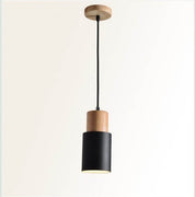 Nordic Macaron Cylinder Pendant | Modern Wood and Metal Design
