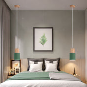 Nordic Macaron Cylinder Pendant | Modern Wood and Metal Design