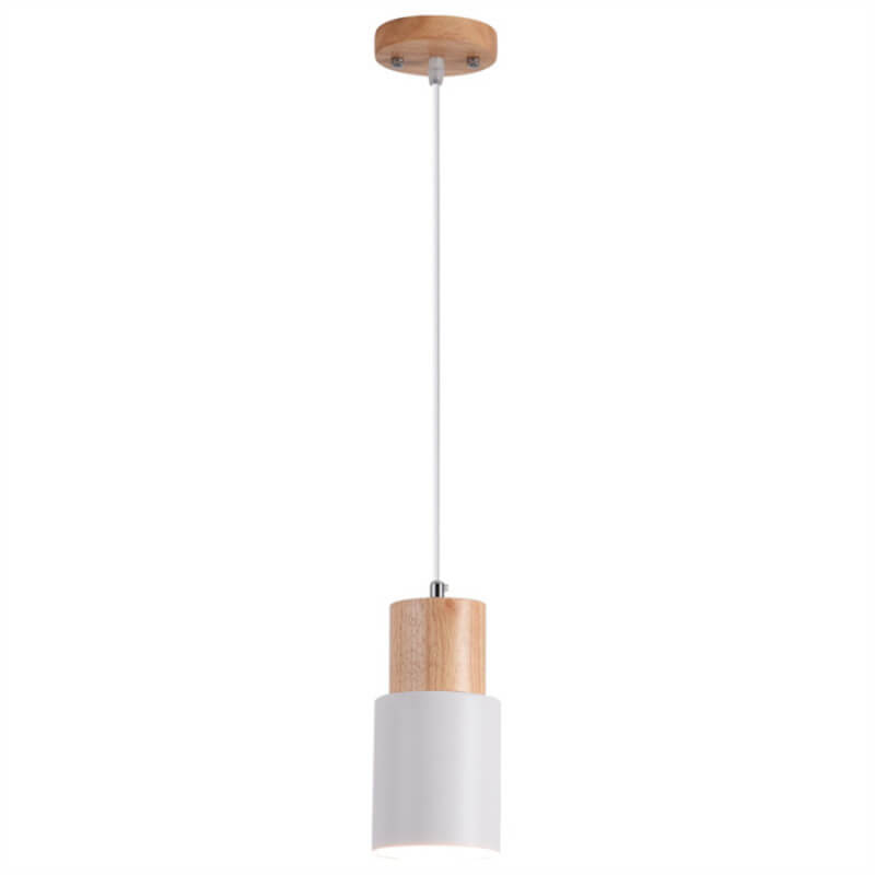 Nordic Macaron Cylinder Pendant | Modern Wood and Metal Design