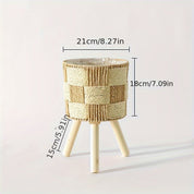 Boho Bamboo and Rattan Plant Stand | Wooden Feet