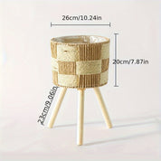 Boho Bamboo and Rattan Plant Stand | Wooden Feet