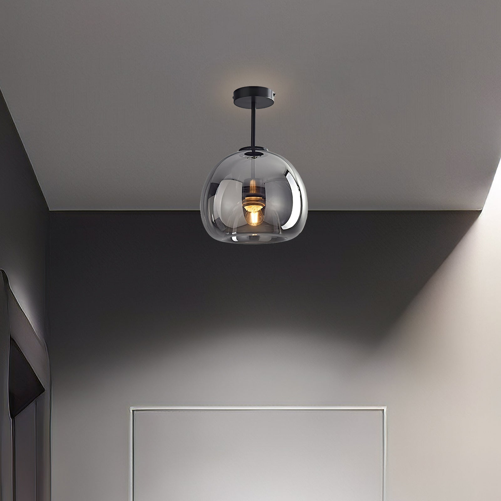 Vintage Bubble Glass Ceiling Light | Amber Retro Pendant