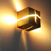 WoodAura Wall Light | Hand-Carved Solid Wood and Resin