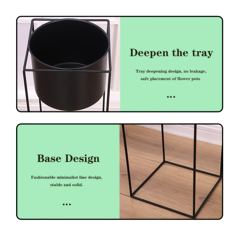Metal Indoor Plant Stand | Modern Black Rectangular Planter