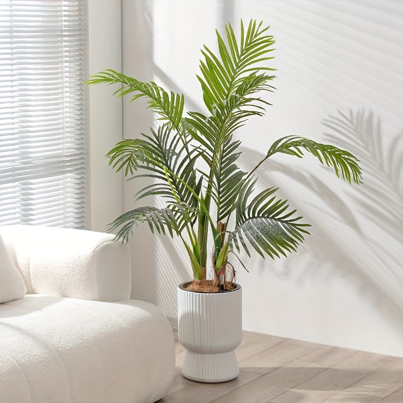 White Self-Watering Pot | Modern Wine-Glass Planter with Level Indicator