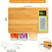 Bamboo Cutting Board with Containers and Graters | Multi-Function Kitchen