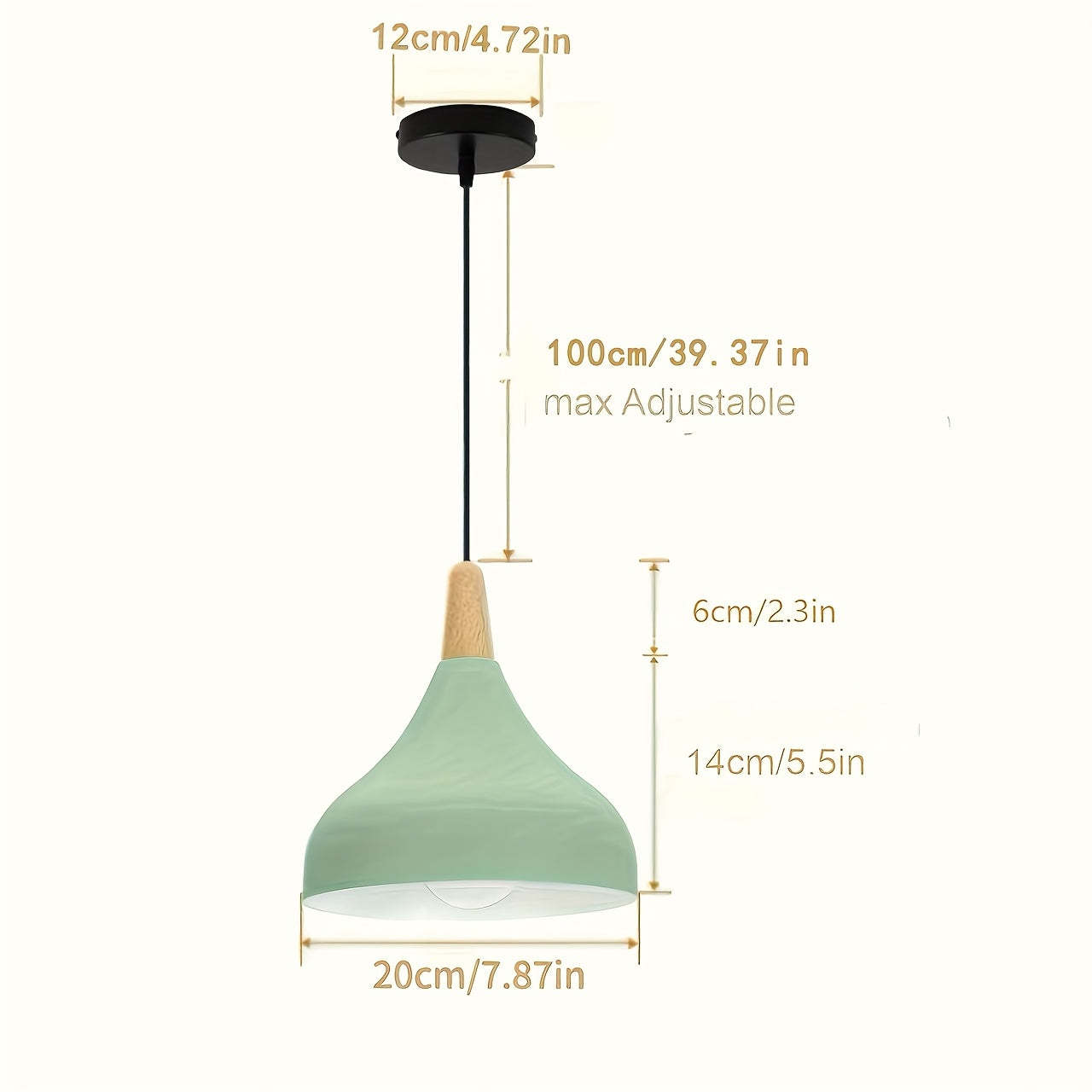 Modern Drop Pendant | Metal and Wood Lamp