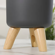 Modern Round Plant Pot with Wooden Feet | Indoor and Outdoor Decor