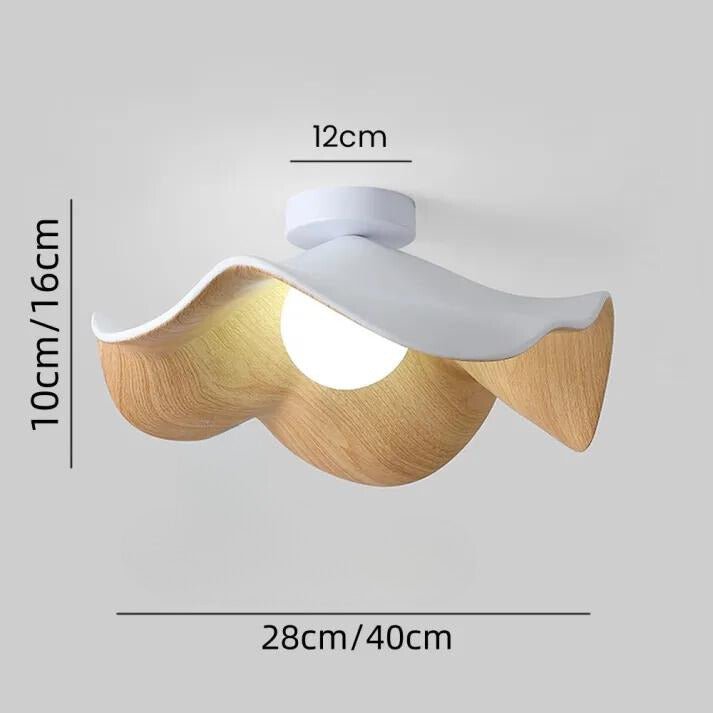 Lotus Wood Scandinavian Ceiling Light | Modern Resin and Iron Lamp