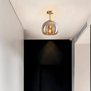 Vintage Bubble Glass Ceiling Light | Amber Retro Pendant