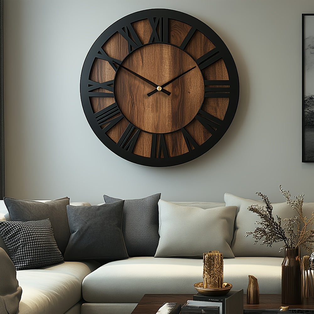 Vintage Wooden Wall Clock | Roman Numeral Design