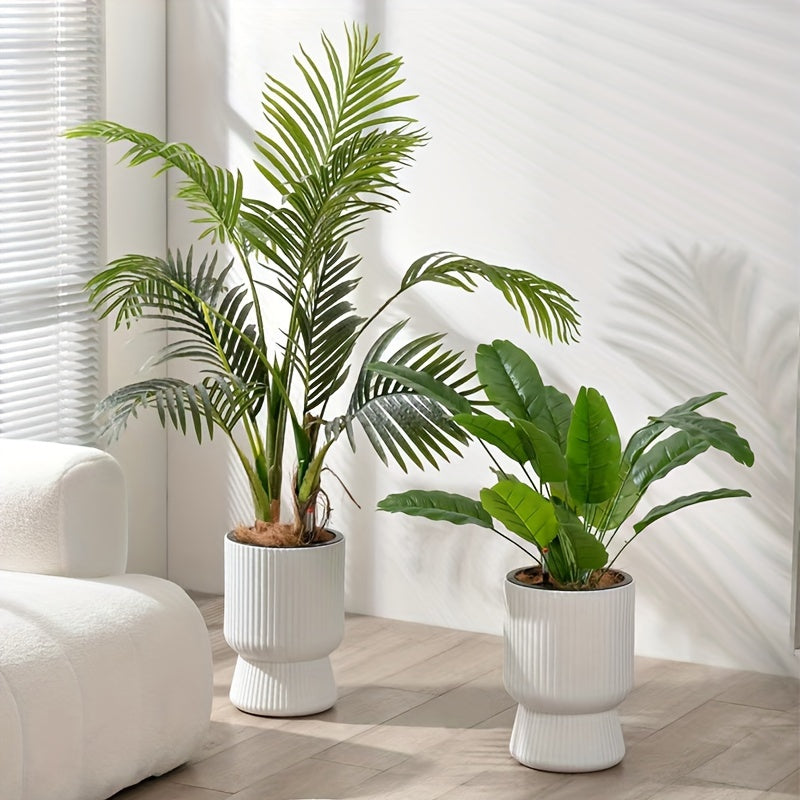 White Self-Watering Pot | Modern Wine-Glass Planter with Level Indicator