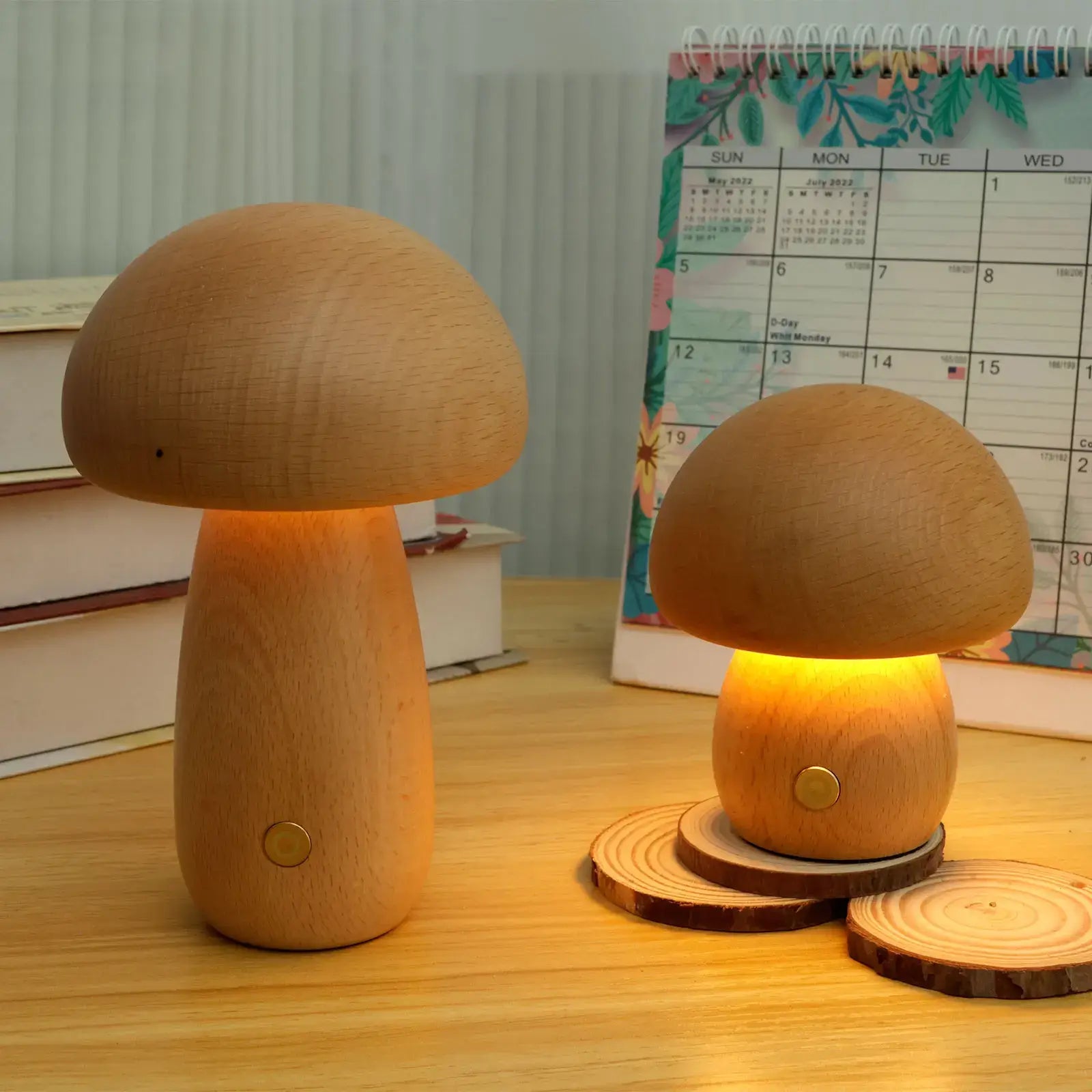 Portobello | Natural Wood Mushroom Lamp | Rechargeable Night Light