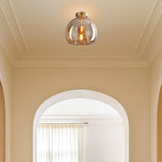 Vintage Bubble Glass Ceiling Light | Amber Retro Pendant