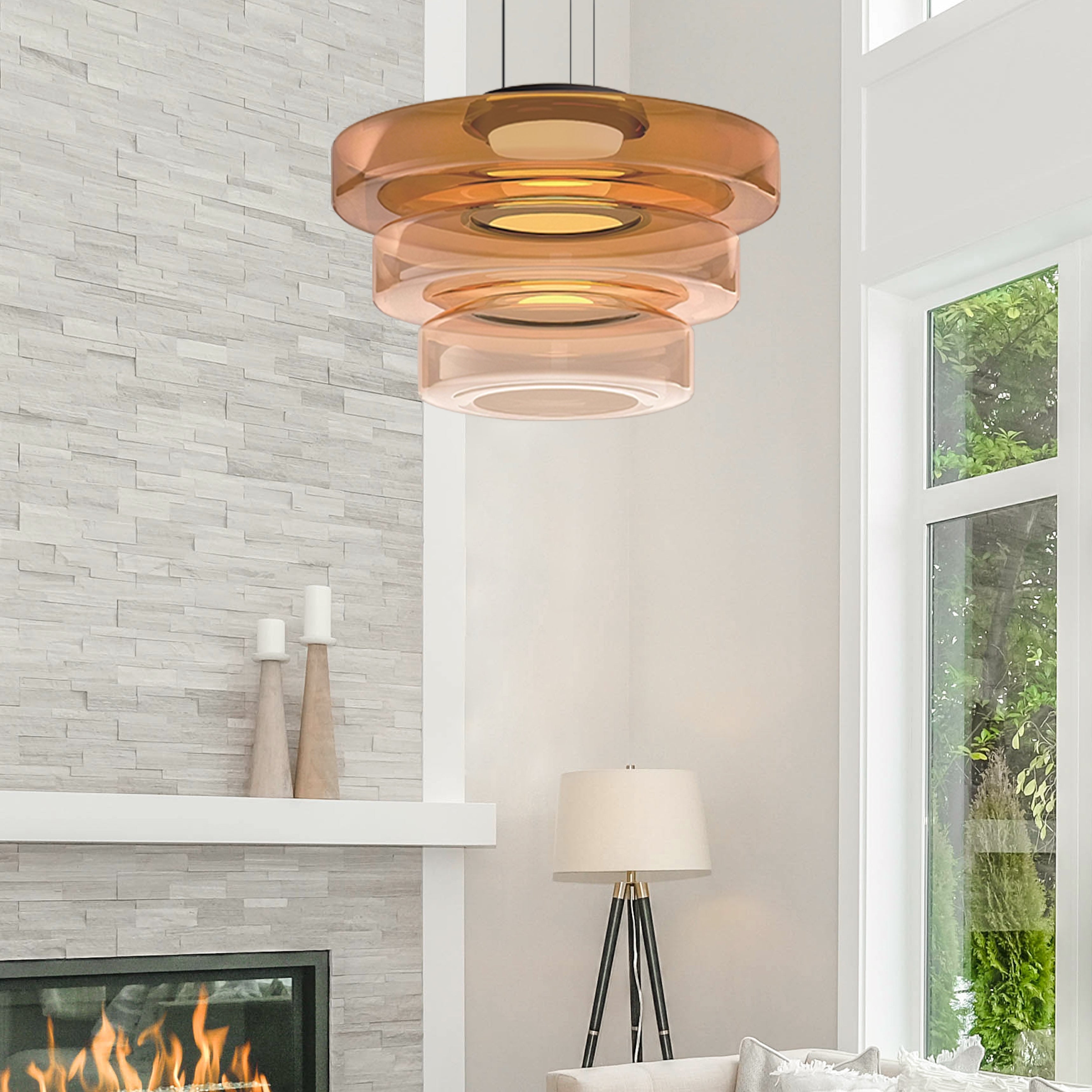 Glass Bauhaus Pendant | Modern Tiered LED