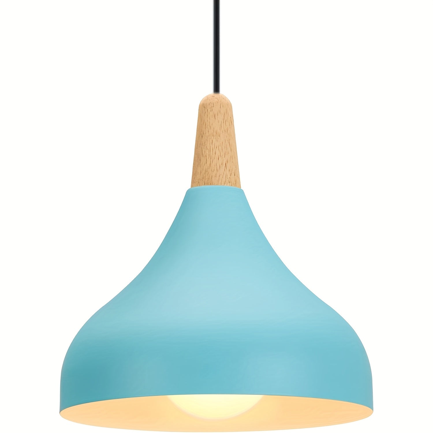 Modern Drop Pendant | Metal and Wood Lamp
