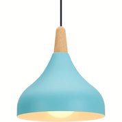 Modern Drop Pendant | Metal and Wood Lamp