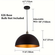 Vintage Dome Pendant | Black and Gold Iron Shade