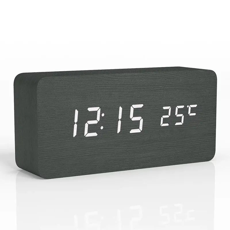 LED Wooden Digital Desk Alarm Clock