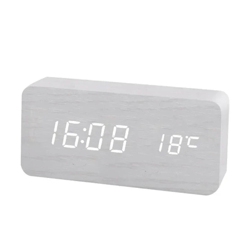 LED Wooden Digital Desk Alarm Clock
