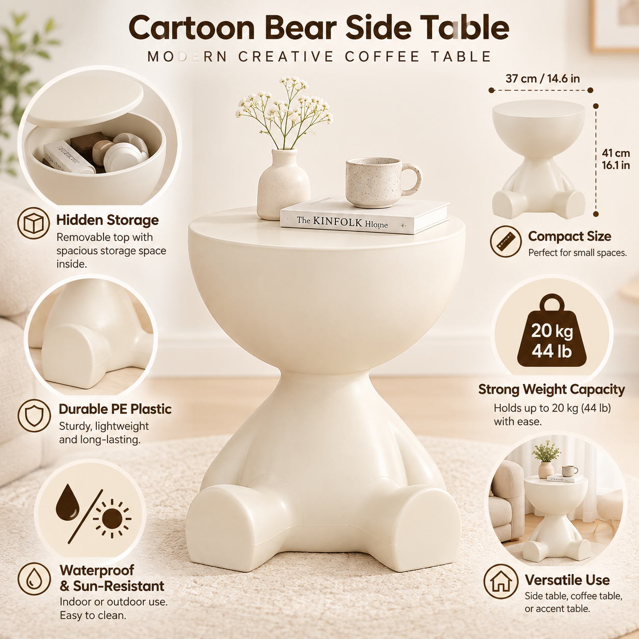 Cartoon Bear Side Table | Creative Modern Coffee Table