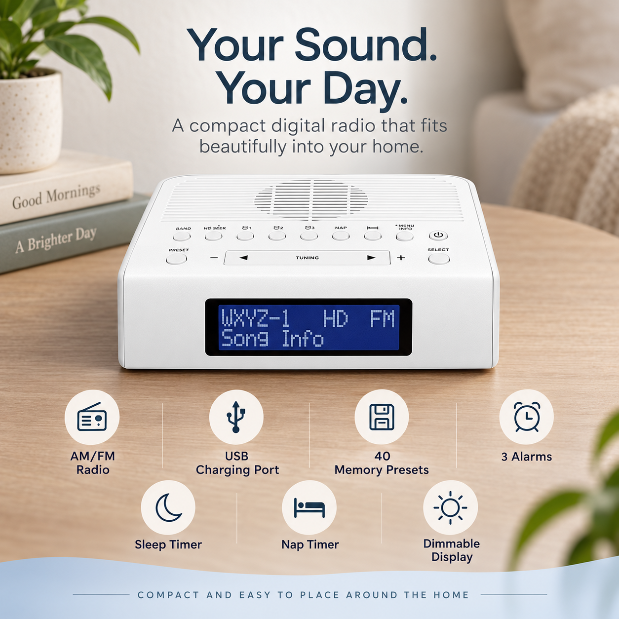 Compact Digital AM FM Radio | Portable Handheld Speaker