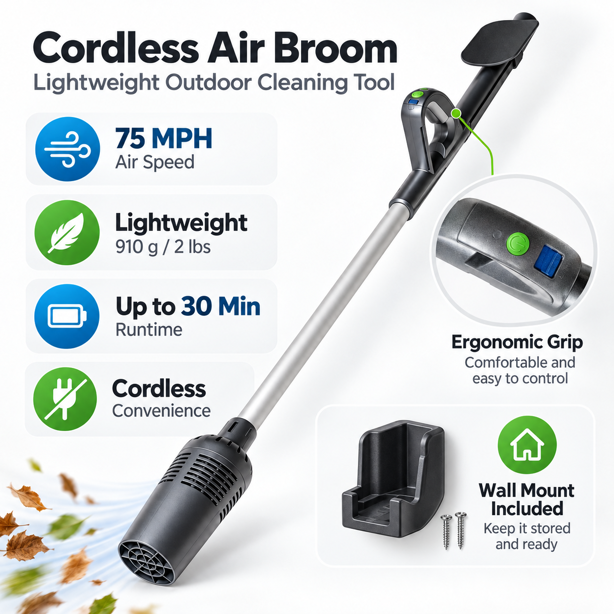 Lightweight Cordless Air Blower | Outdoor Cleaning