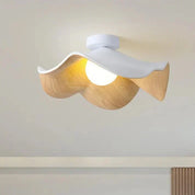 Lotus Wood Scandinavian Ceiling Light | Modern Resin and Iron Lamp