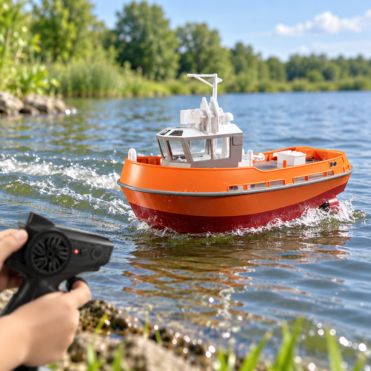 Double-Motor RC Tug Boat | Remote-Controlled Electric Boat