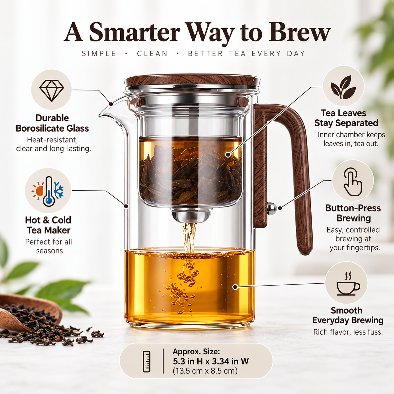 Glass Teapot with Infuser | Durable and Precise Design