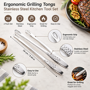 Ergonomic Stainless Steel Kitchen Tongs | Barbecue
