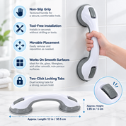 Ergonomic Adjustable Suction Grab Bar | Bathroom Safety