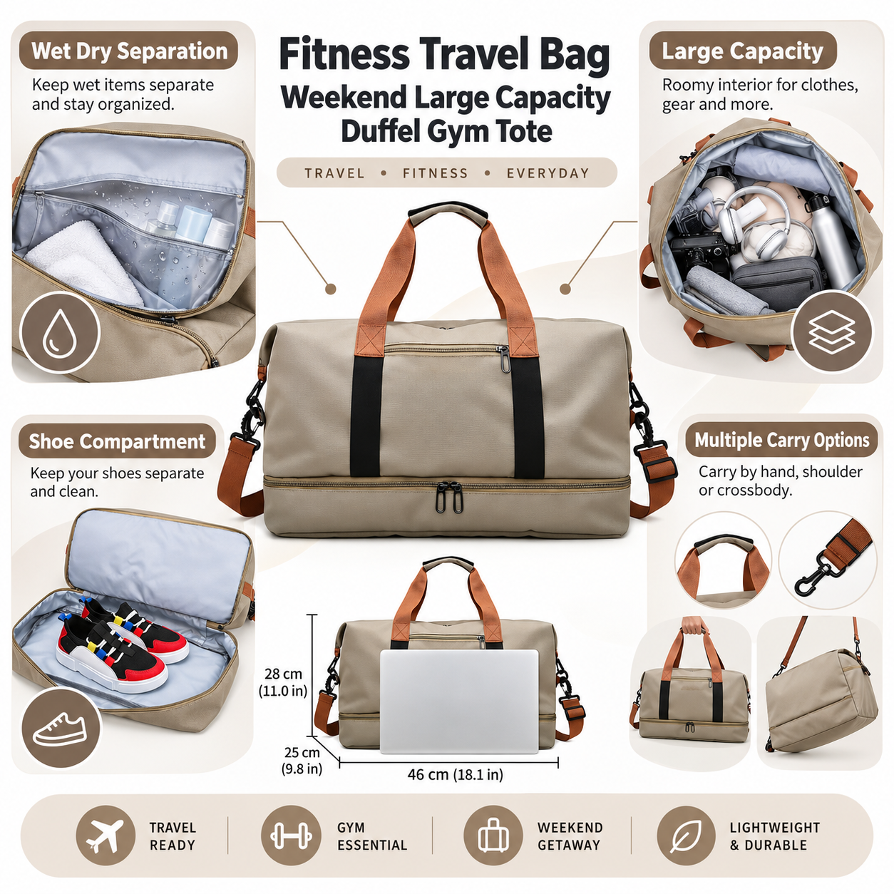 Large Capacity Travel and Gym Bag | Weekend and Gym