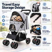 Foldable Pet Stroller | Easy to Store and Take on Trips